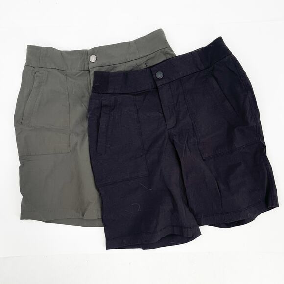 ATHLETA Shorts 2 Pairs Size 0 Trekkie Bermuda 2.0 Black Gray Zipper Textured